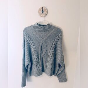 Elizabeth and James Ovserized Cropped Mock Neck Cabke Knit Sweater - size XL